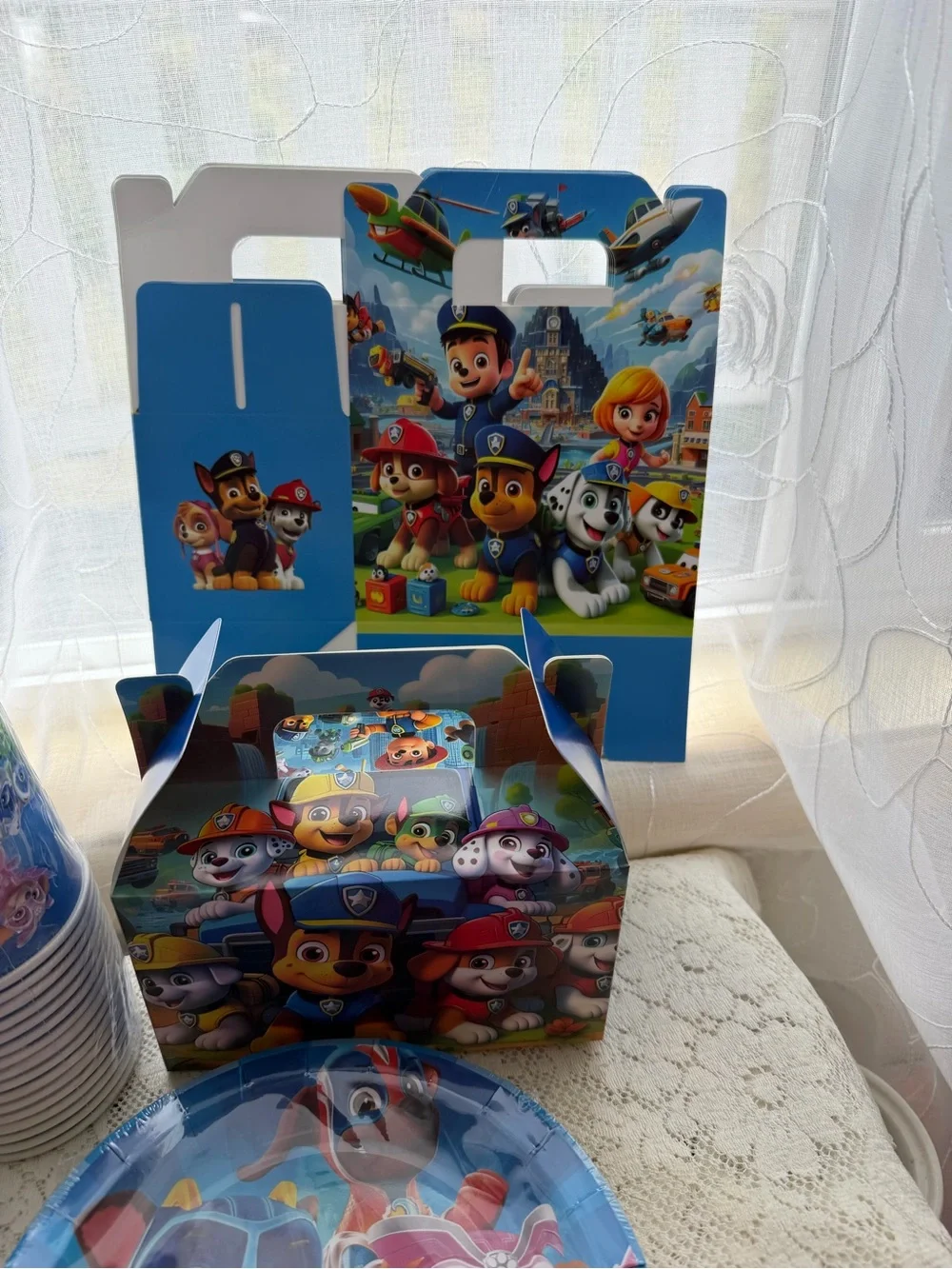 Paw Patrol Kids Blue Party Tableware Set - Plates, Cups & Favor Boxes